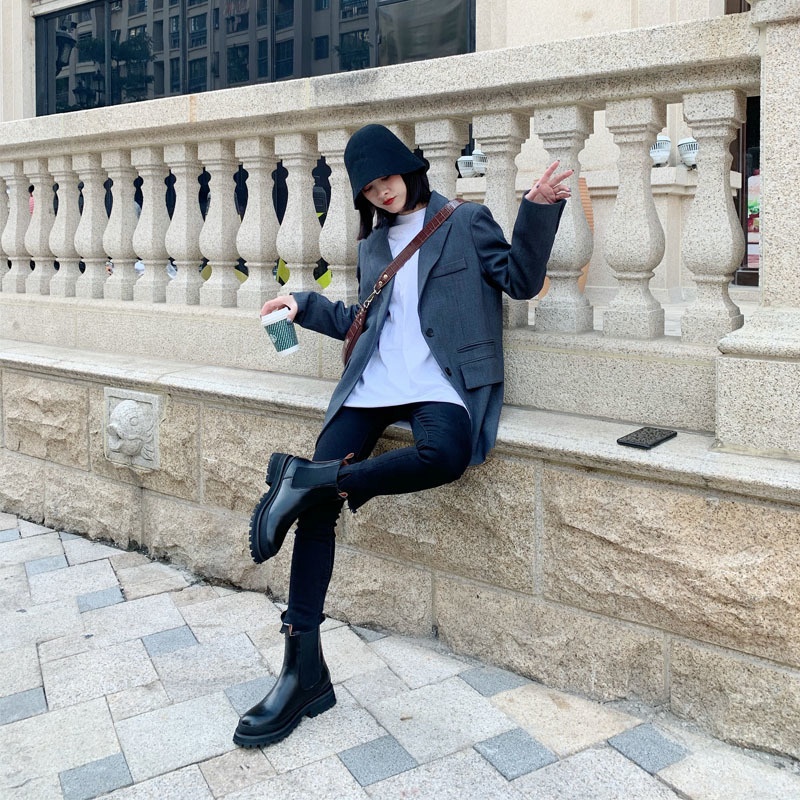 フラットチェルシーブーティーブラック