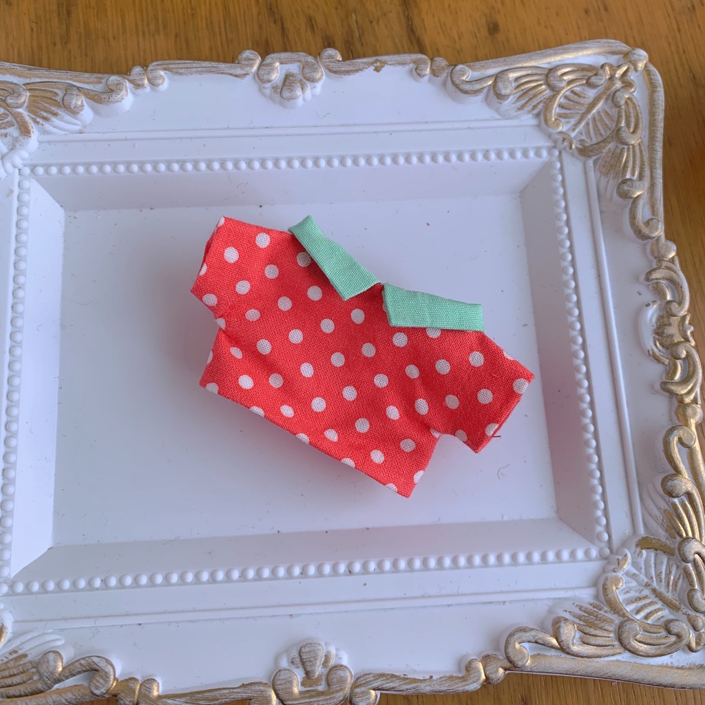 10cm〜12cmぬい用 いちごちゃんシャツレッド