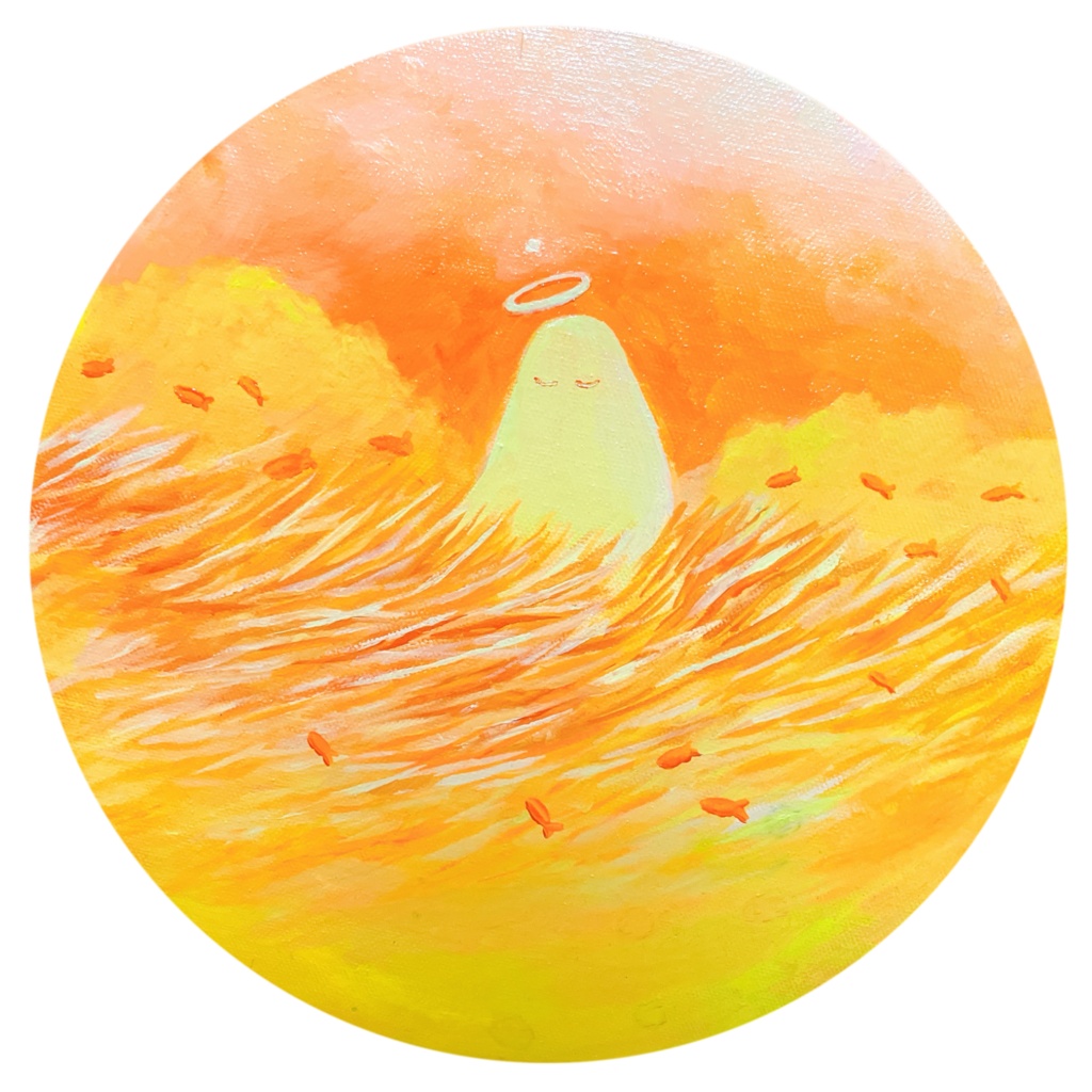 油絵小作品・セシリアは見ている。