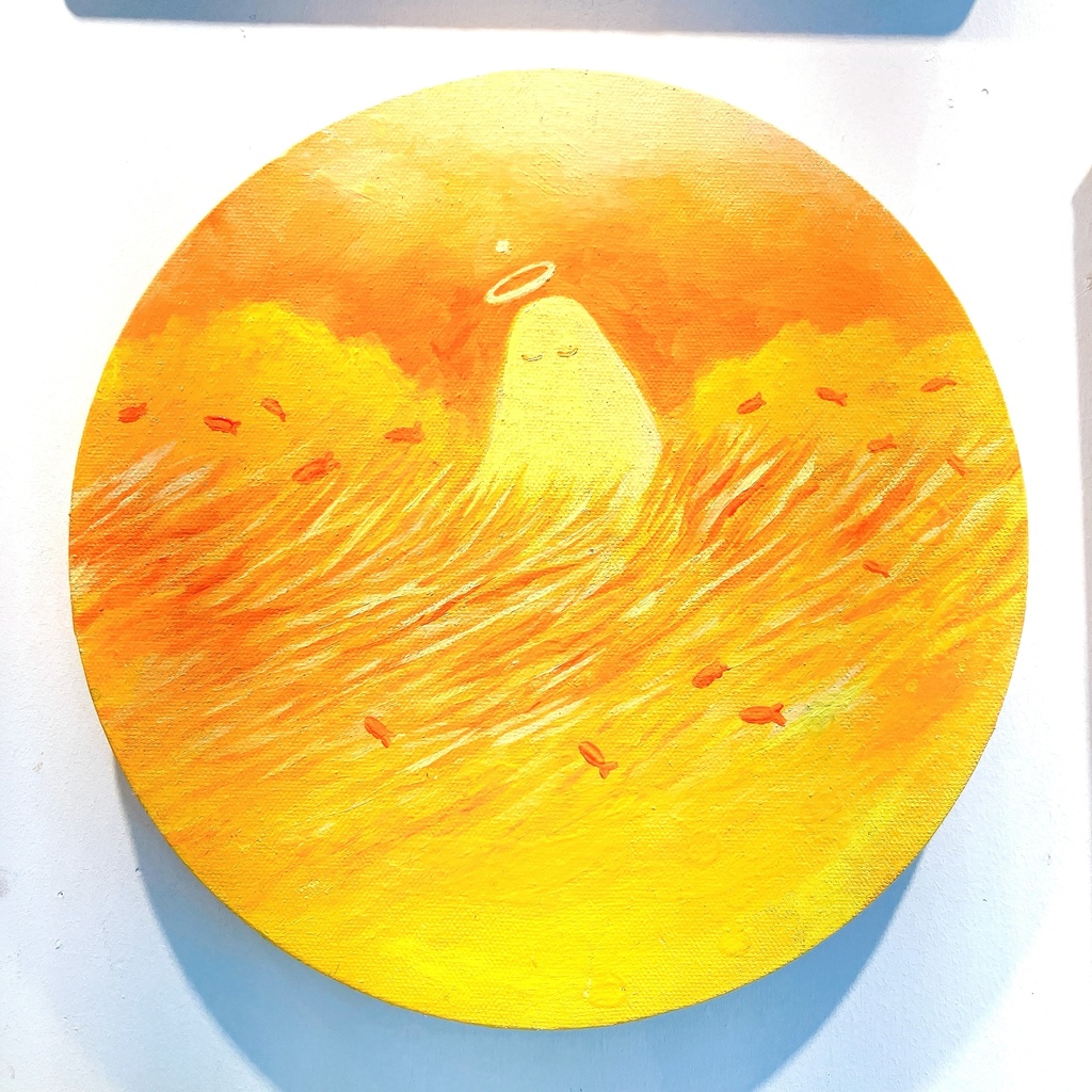 油絵小作品・セシリアは見ている。