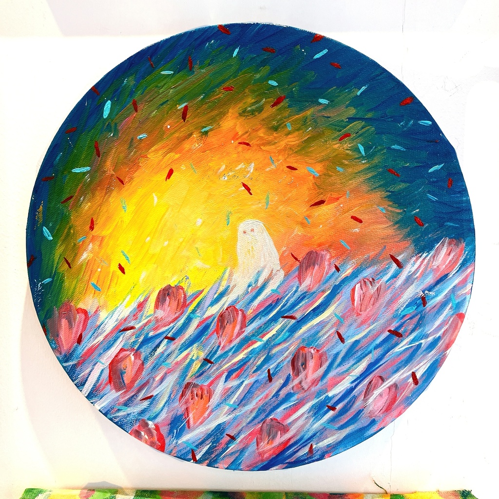 油絵小作品・エリノアは呼吸を数えている。