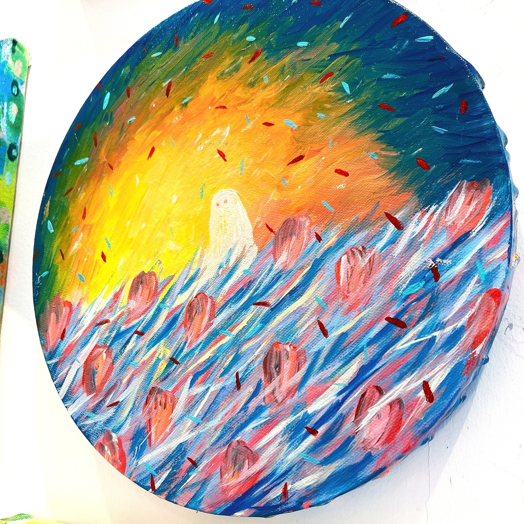 油絵小作品・エリノアは呼吸を数えている。