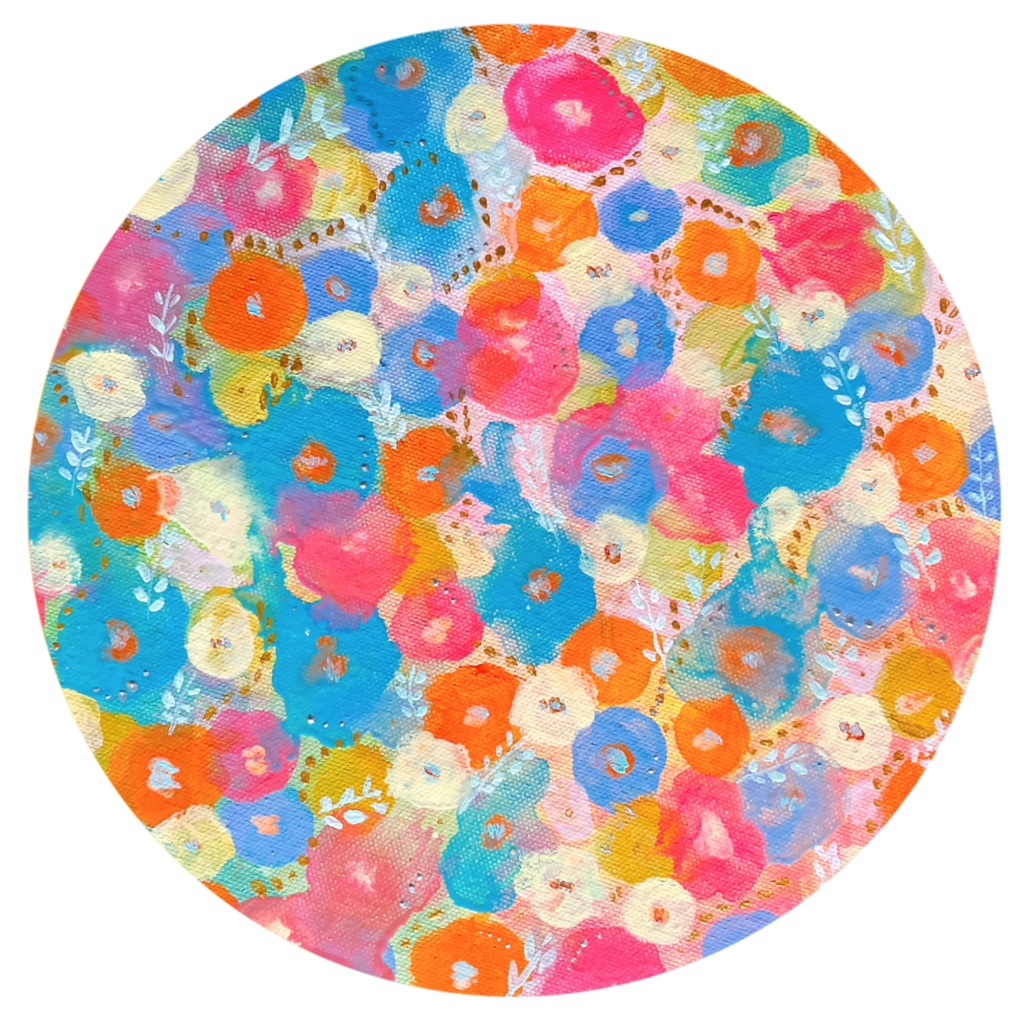 油絵小作品・Pink Rain, Soft Steps