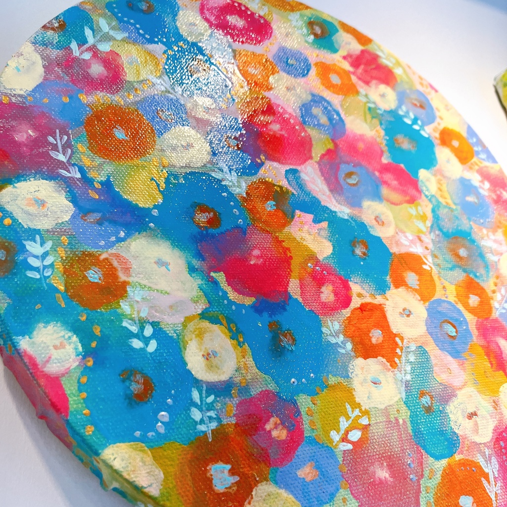 油絵小作品・Pink Rain, Soft Steps