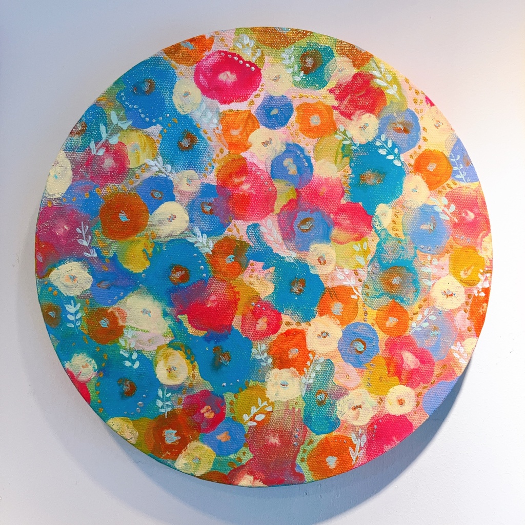 油絵小作品・Pink Rain, Soft Steps