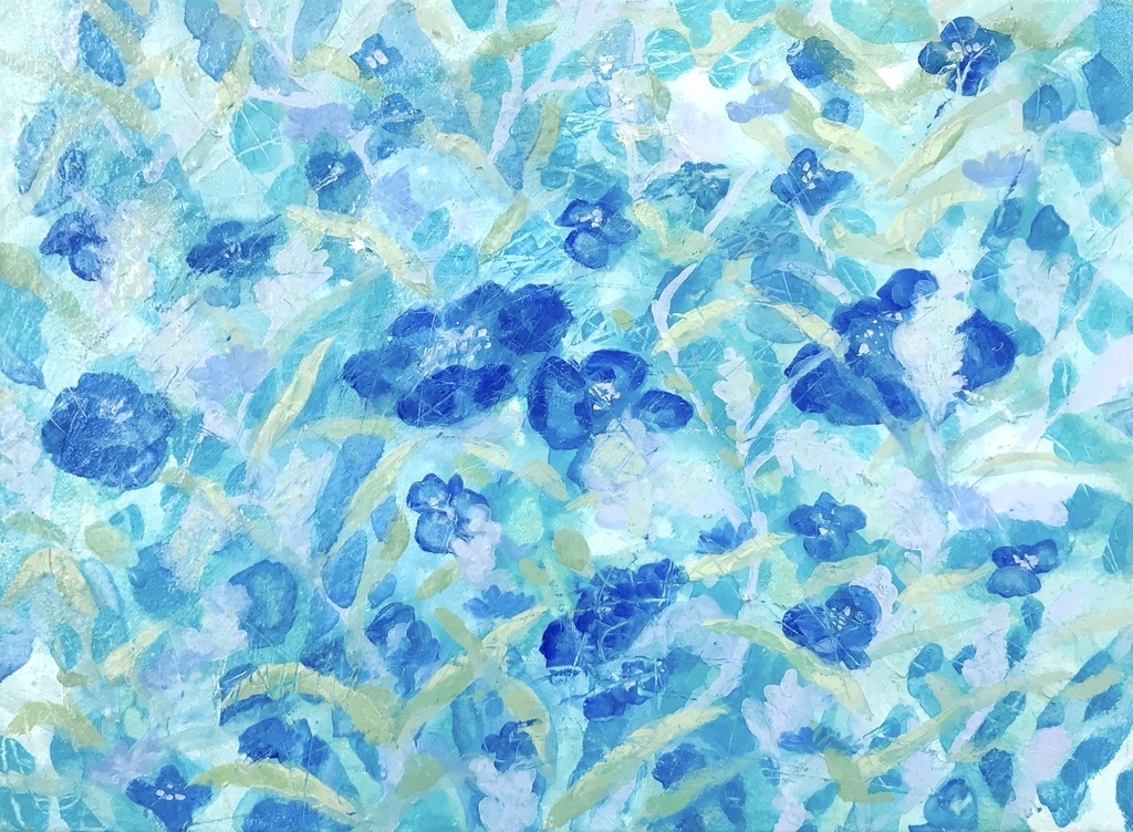 油絵小作品・Blue Flower