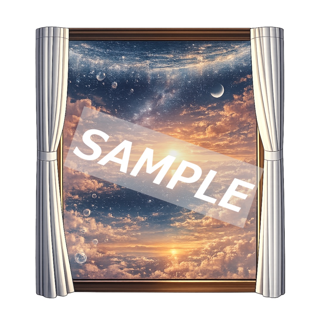 【背景透過素材】はめごろし窓 Vol.1|幻想の風景10枚セット