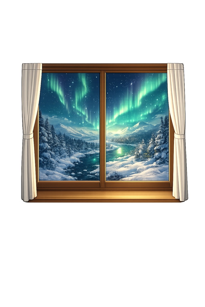 【背景透過素材】オーロラ開閉窓 Vol.1【無料サンプル】