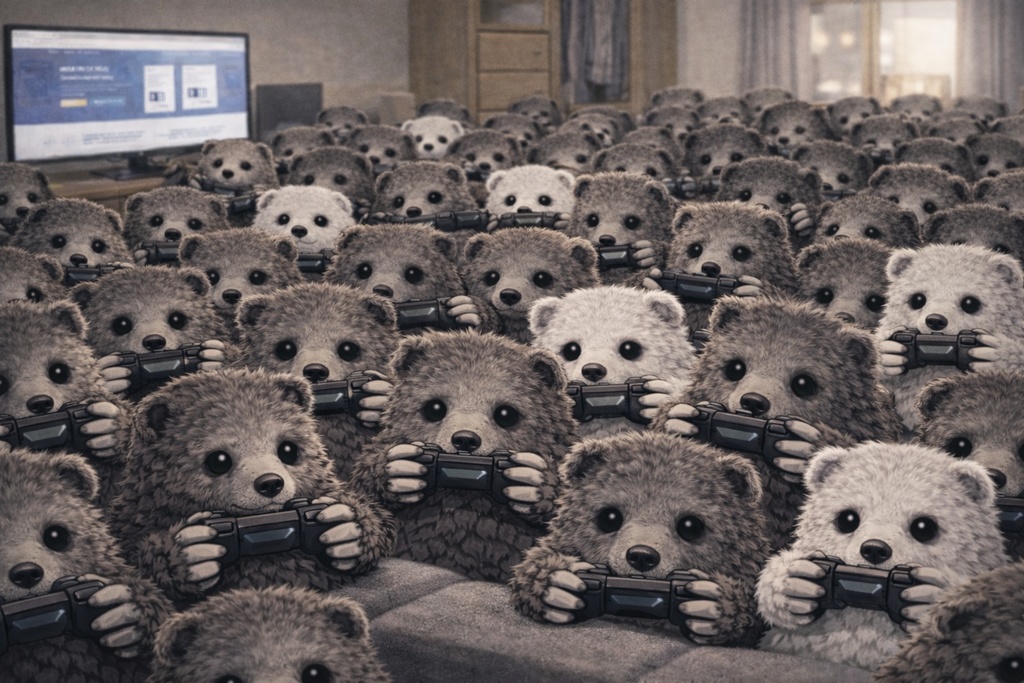 ゲームにハマる未確認生物たち