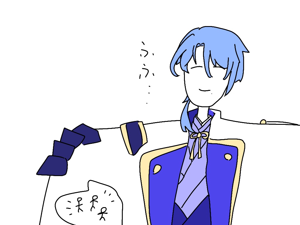 人を手で転がしているステッカー