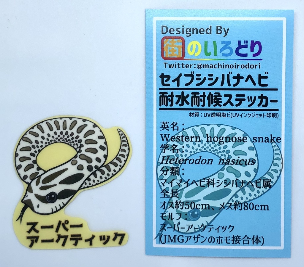 セイブシシバナヘビ耐水耐候ステッカー・スーパーアークティック(台紙付き)