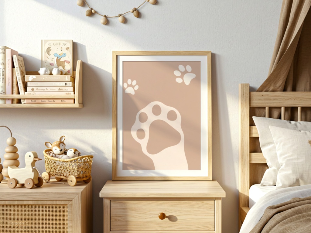 Kawaii Cat Paw Poster – Pastel Wall Art