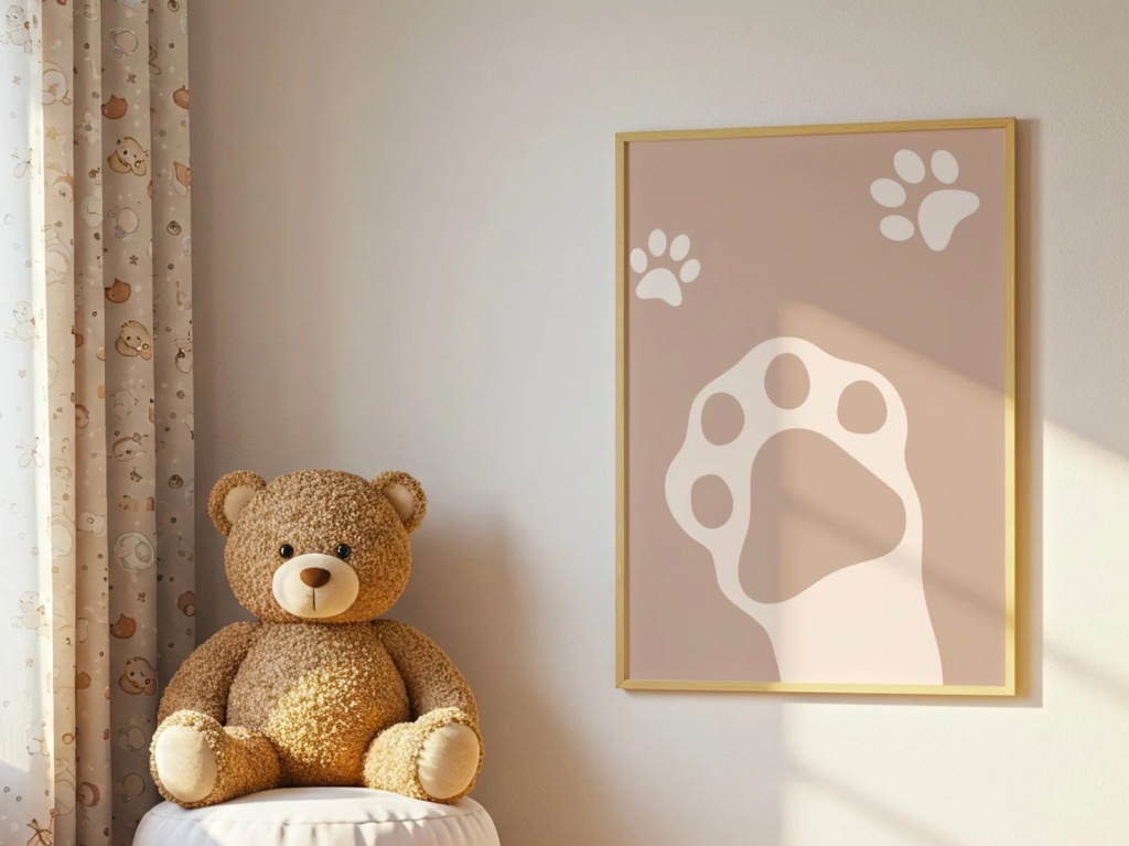 Kawaii Cat Paw Poster – Pastel Wall Art