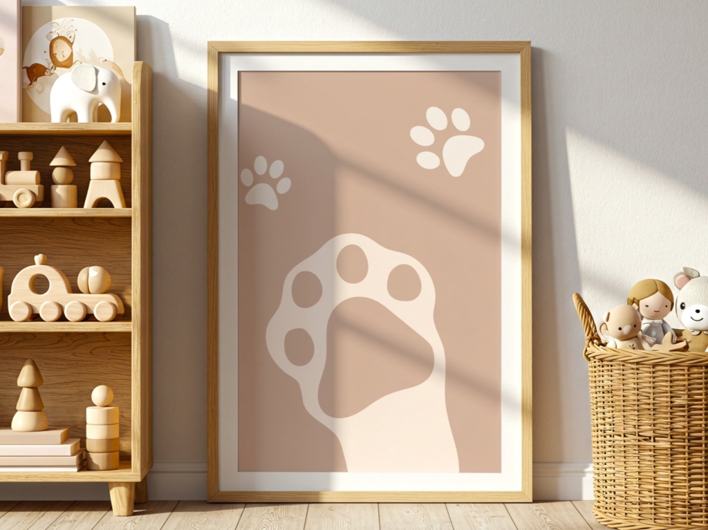 Kawaii Cat Paw Poster – Pastel Wall Art