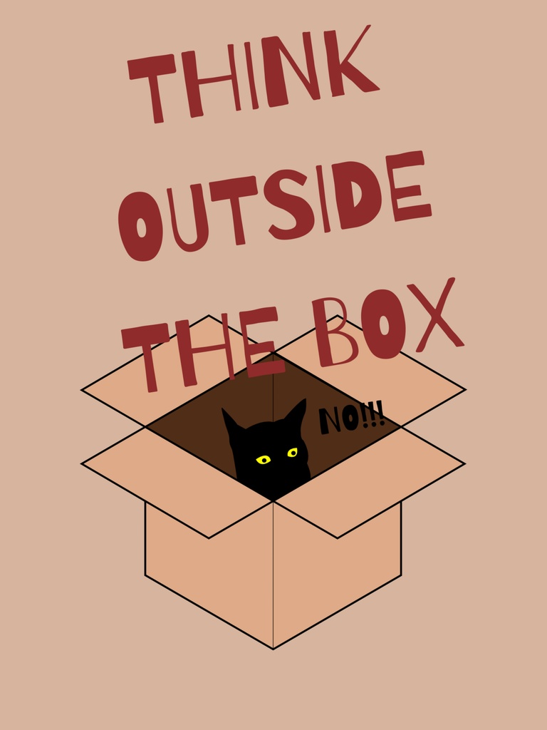 Cat Inspiration Poster –「箱の外へ」Kawaii Art