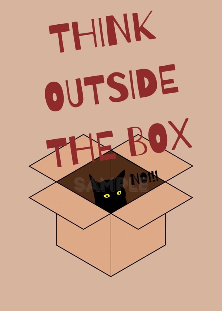Cat Inspiration Poster –「箱の外へ」Kawaii Art