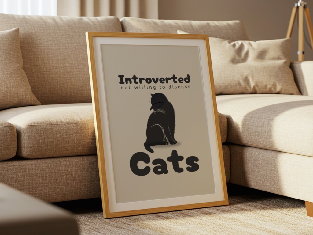 Cute Black Cat Illustration Poster|Kawaii Anime Style Printable Art