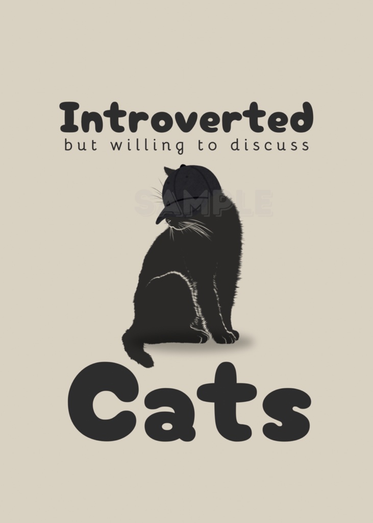 Cute Black Cat Illustration Poster｜Kawaii Anime Style Printable Art