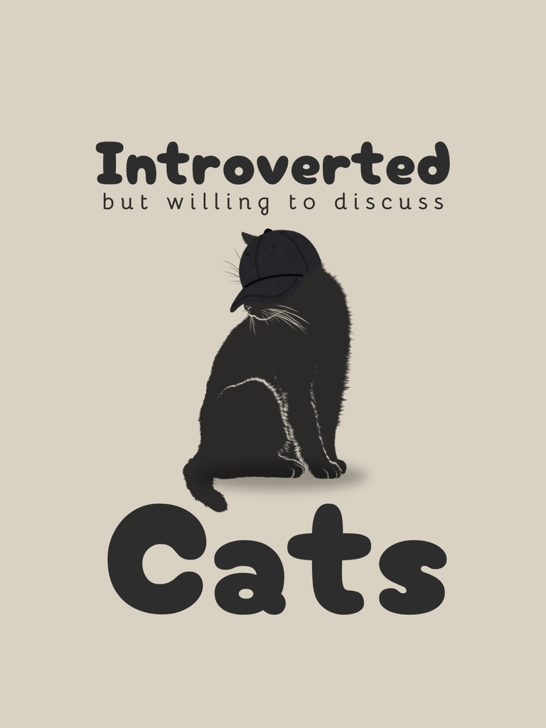 Cute Black Cat Illustration Poster|Kawaii Anime Style Printable Art