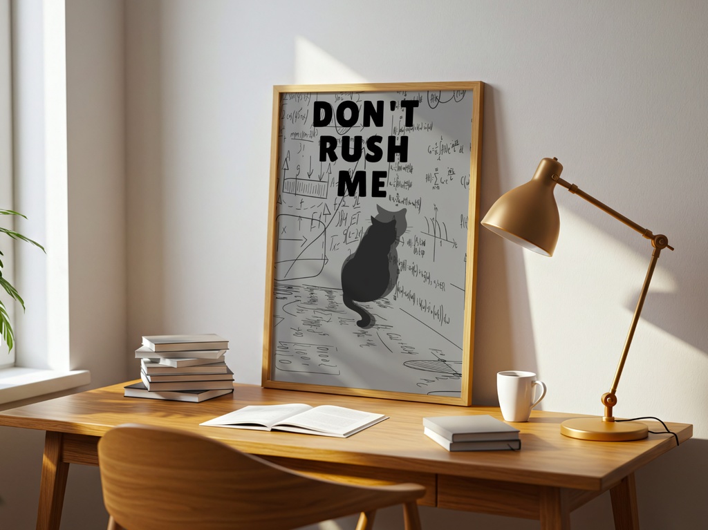 Don’t Rush Me – かわいい猫のミニマルポスター | Funny Cat Wall Art Digital Download