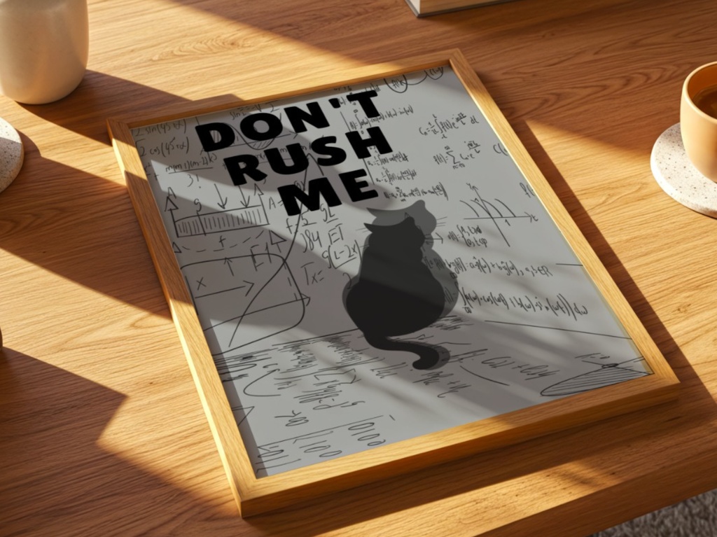 Don’t Rush Me – かわいい猫のミニマルポスター | Funny Cat Wall Art Digital Download