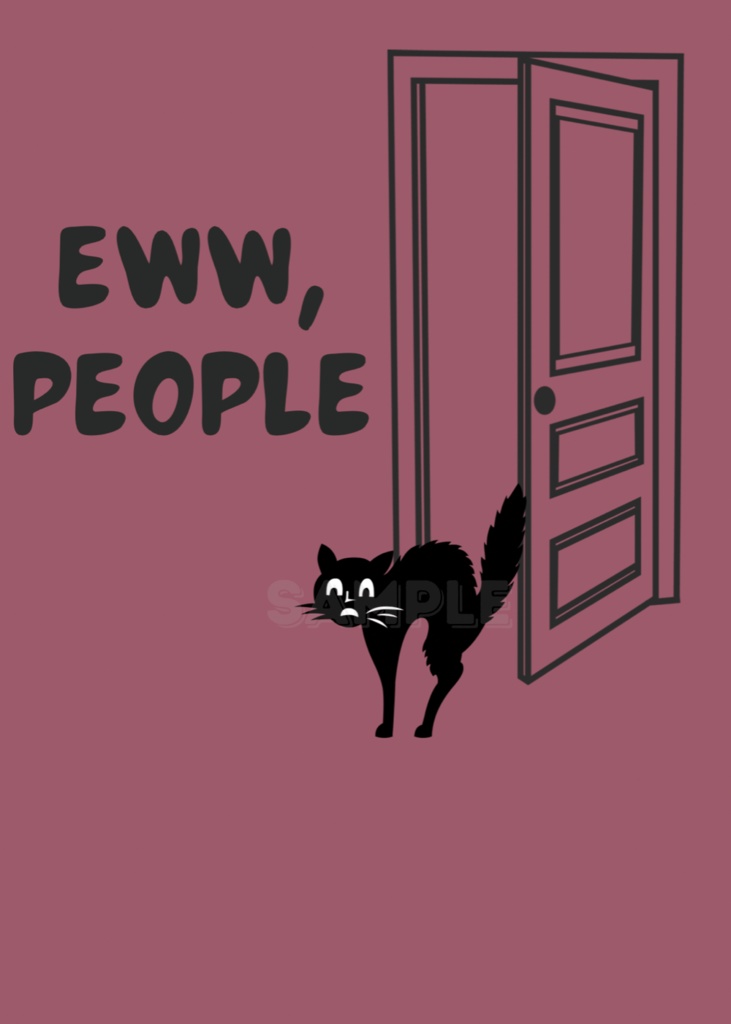 Black Cat Poster “Eww, People” | Minimalist Wall Art | Digital Download