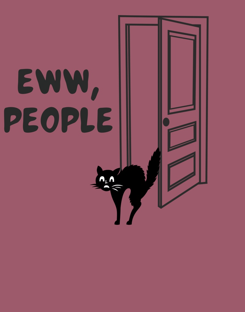 Black Cat Poster “Eww, People” | Minimalist Wall Art | Digital Download