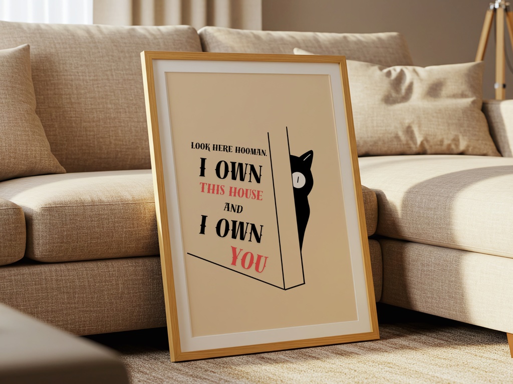 猫ポスター Funny Black Cat Wall Art|おもしろ猫 Quote デジタルプリント|Printable インテリアアート