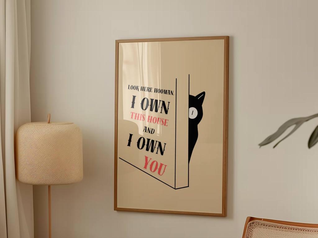 猫ポスター Funny Black Cat Wall Art|おもしろ猫 Quote デジタルプリント|Printable インテリアアート