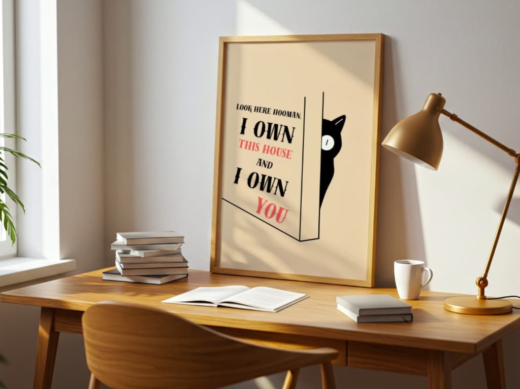 猫ポスター Funny Black Cat Wall Art|おもしろ猫 Quote デジタルプリント|Printable インテリアアート