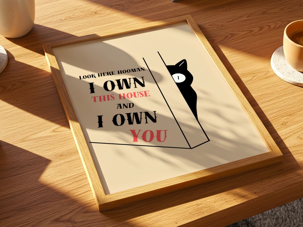 猫ポスター Funny Black Cat Wall Art|おもしろ猫 Quote デジタルプリント|Printable インテリアアート