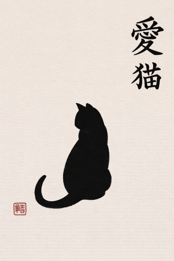 愛猫 Minimal Cat Wall Art|Japanese Zen Cat Illustration Printable Digital Download