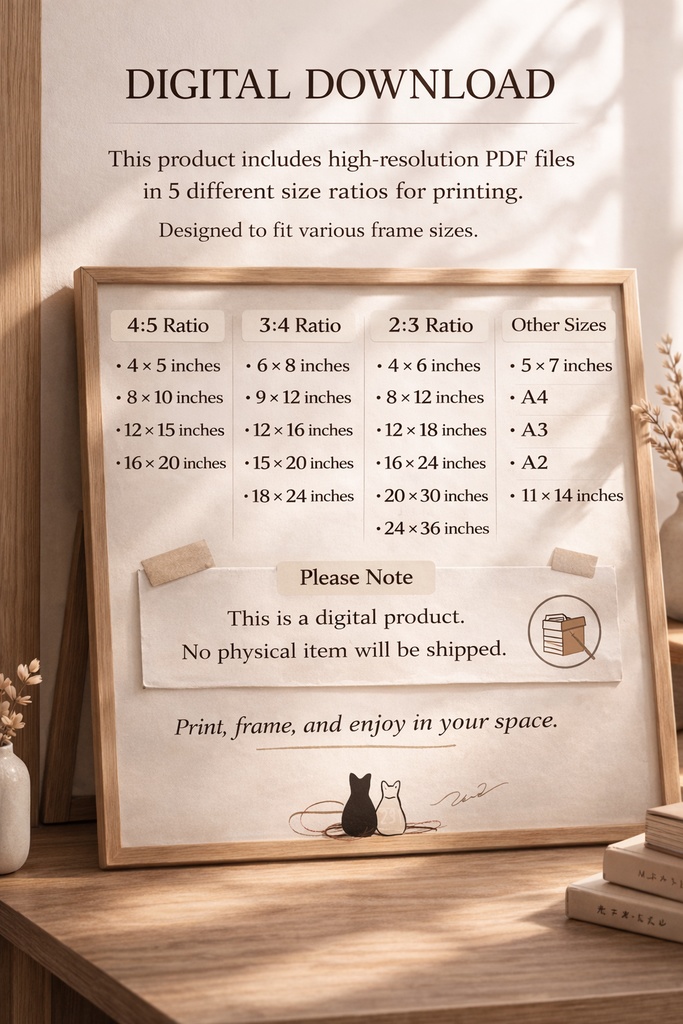 寿司ねこ Kawaii Sushi Cat Wall Art|Cute Japanese Food Illustration Printable