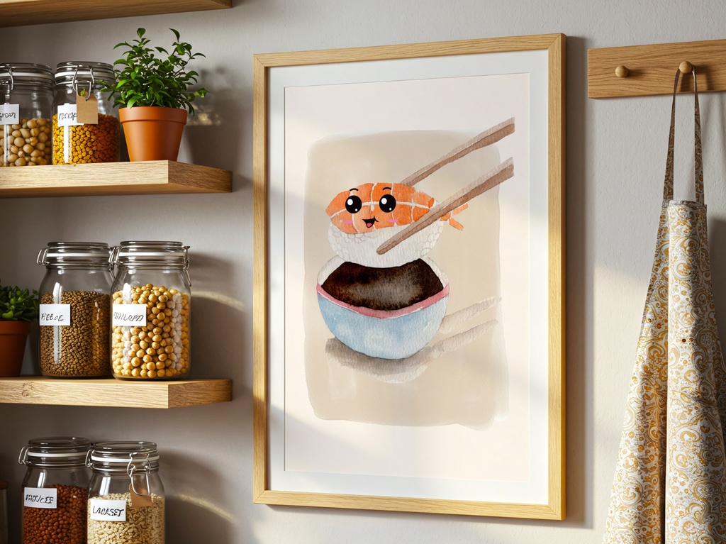 Kawaii Ebi Sushi Art|可愛い寿司イラスト|Cute Japanese Food Printable Wall Art