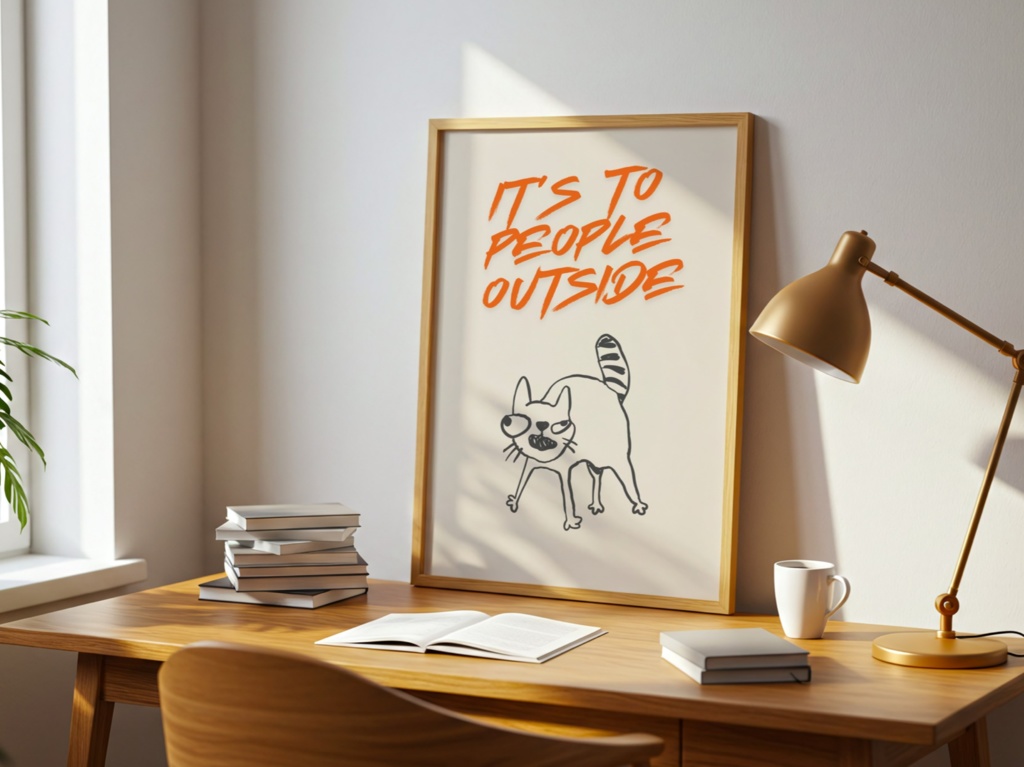 It’s Too People Outside|外は人が多すぎる|Funny Cat Wall Art|Digital Download