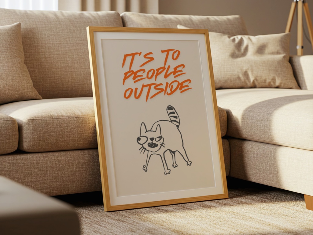 It’s Too People Outside|外は人が多すぎる|Funny Cat Wall Art|Digital Download