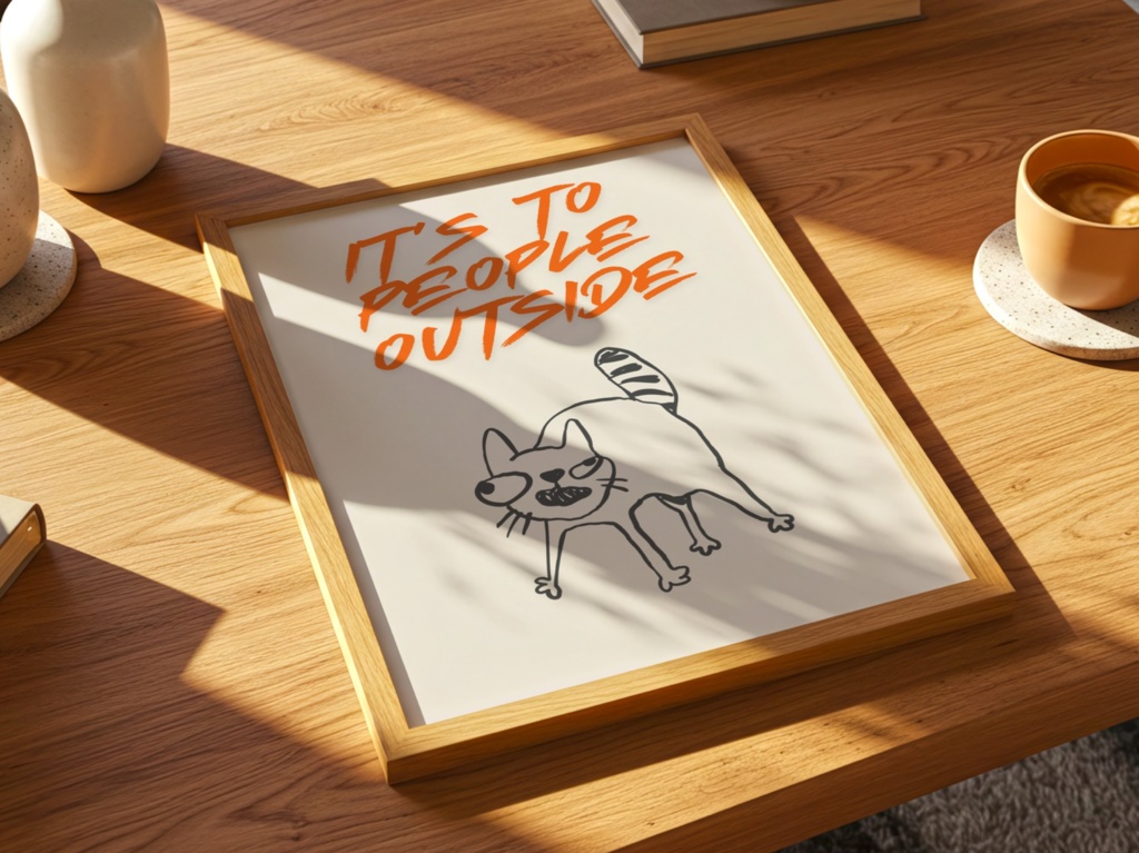 It’s Too People Outside|外は人が多すぎる|Funny Cat Wall Art|Digital Download