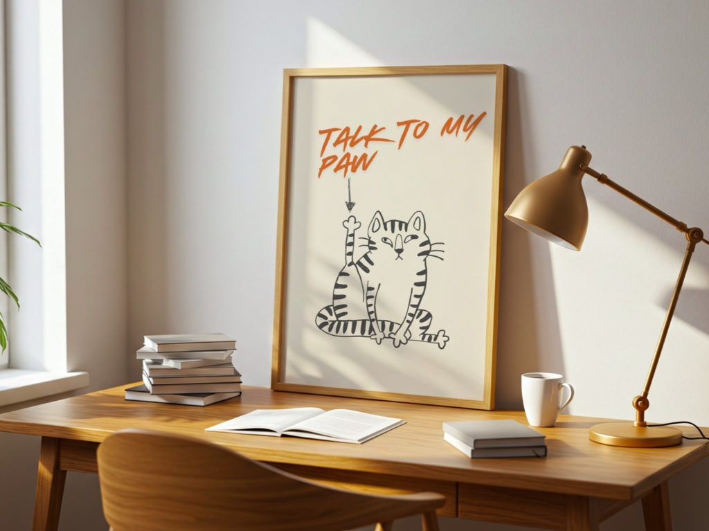 ゆるい猫イラスト|Talk to My Paw ポスター
