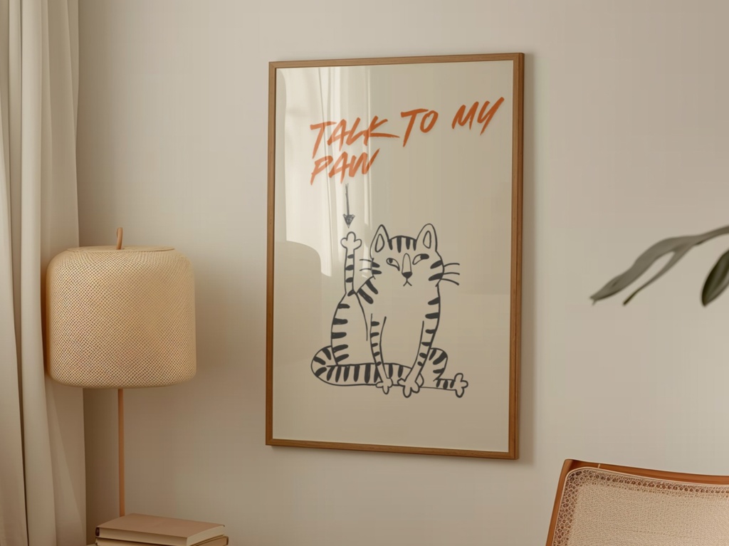 ゆるい猫イラスト|Talk to My Paw ポスター