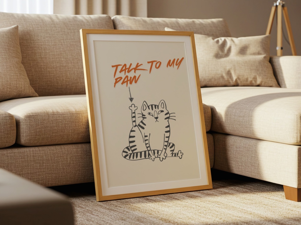 ゆるい猫イラスト|Talk to My Paw ポスター