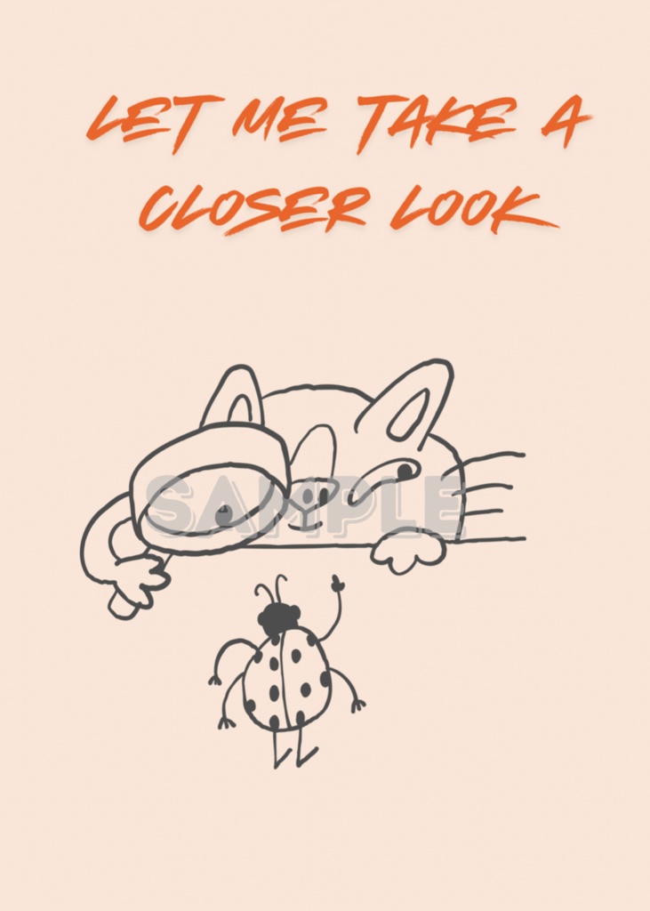 Let Me Take a Closer Look 猫ミニマルアート|かわいいネコ 北欧風 デジタルウォールアート