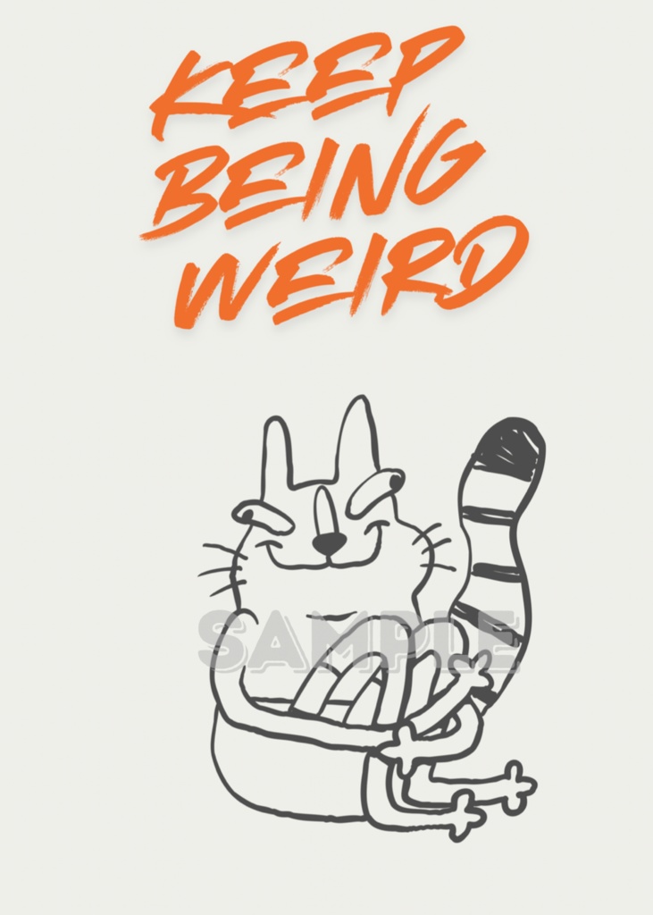 Keep Being Weird 猫イラスト|Minimal Cat Art Quote 北欧風 ウォールアート ポスター