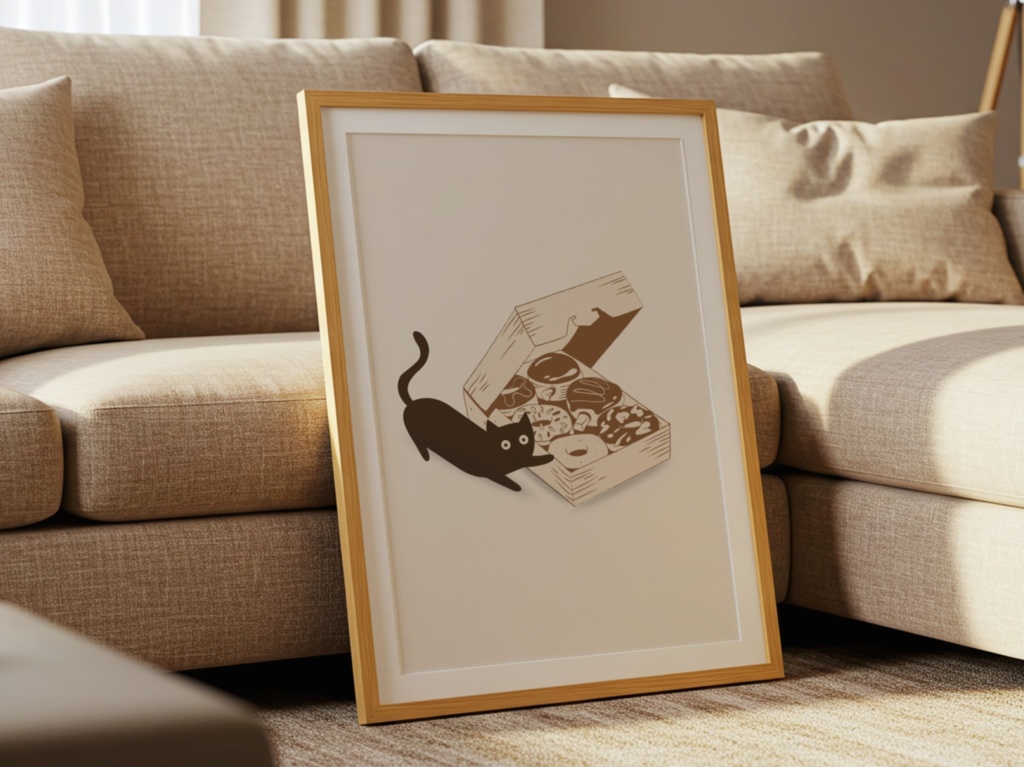 Curious Cat & Donuts|ドーナツと黒猫