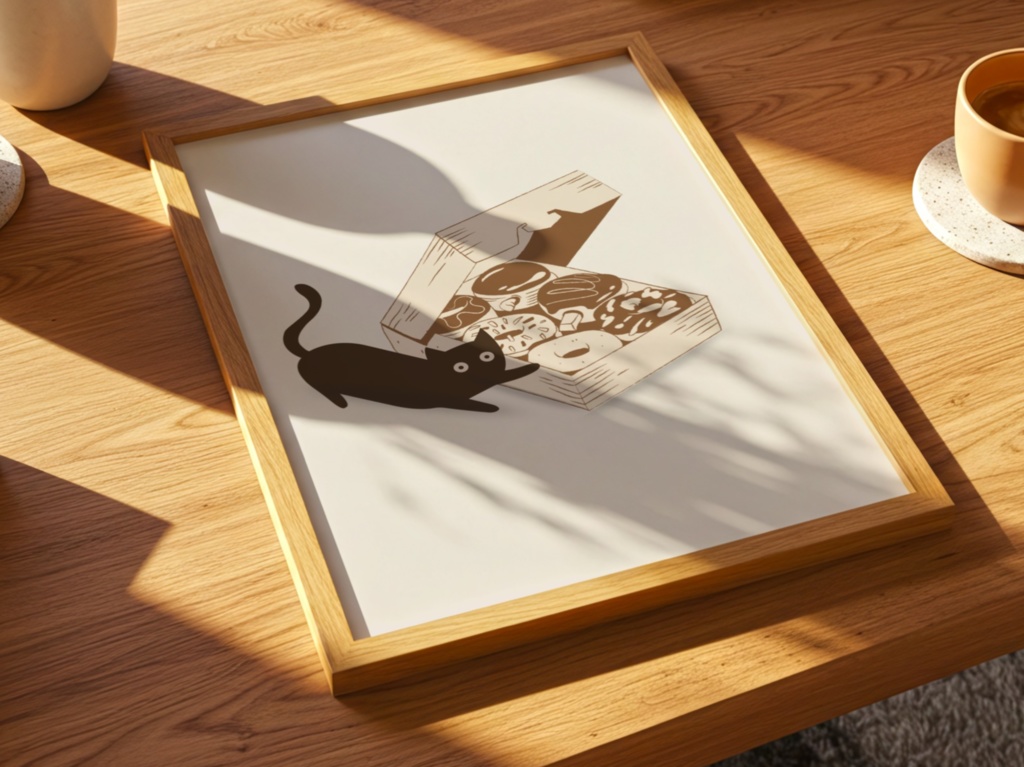 Curious Cat & Donuts|ドーナツと黒猫