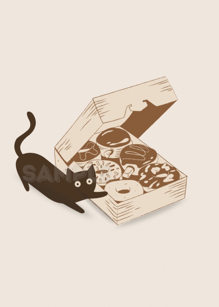 Curious Cat & Donuts|ドーナツと黒猫
