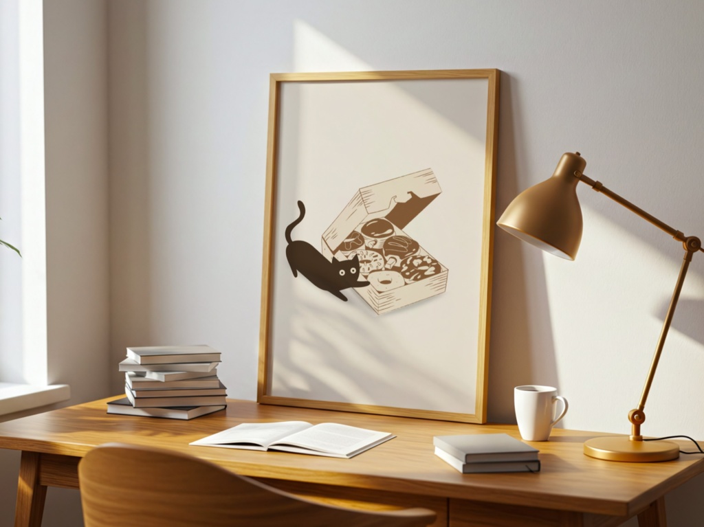 Curious Cat & Donuts|ドーナツと黒猫