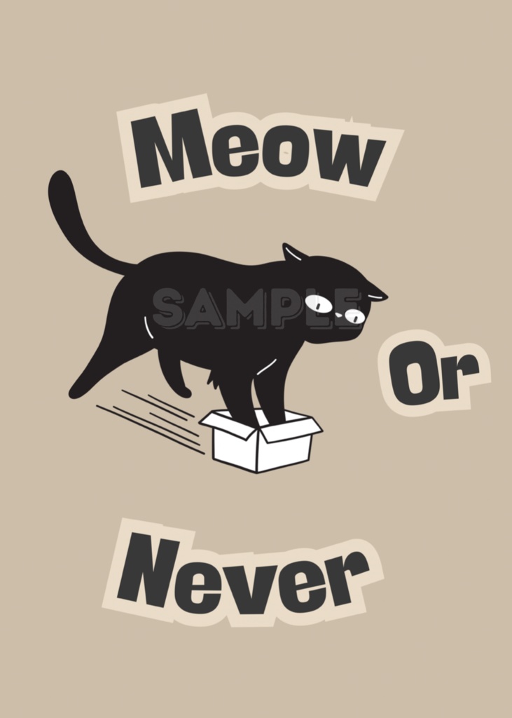 Meow or Never Cat Wall Art|ミーオー・オア・ネバー 黒猫ミニマルアート