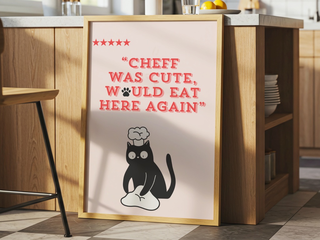 Kitchen Cat Review Wall Art｜シェフ猫 キッチンレビューアート