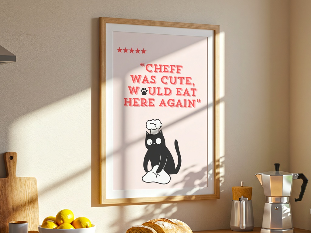 Kitchen Cat Review Wall Art|シェフ猫 キッチンレビューアート
