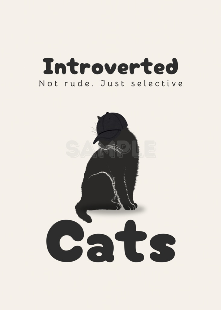 Introverted Cat Quote Series 01 – Not Rude, Just Selective|内向的な猫